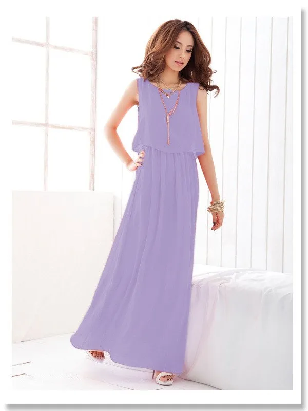 2018 Brand Women Boho Maxi Dress Chiffon Sleeveless Summer vestidos Beach Casual Maxi Dress Long Dress Top Party Sundress S-XXXL