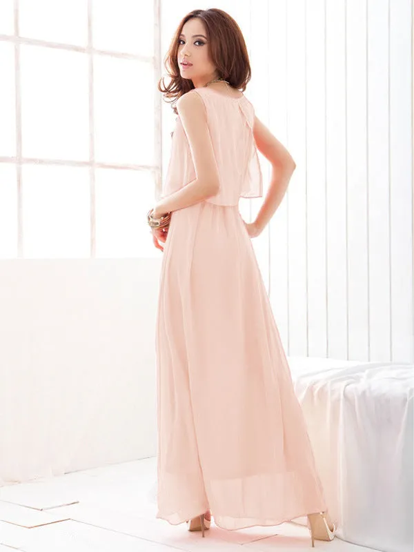 2018 Brand Women Boho Maxi Dress Chiffon Sleeveless Summer vestidos Beach Casual Maxi Dress Long Dress Top Party Sundress S-XXXL