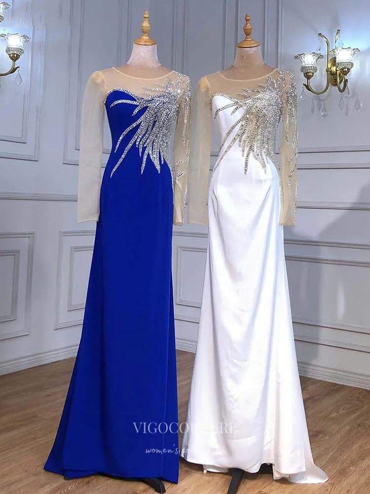Beaded Prom Dresses Long Sleeve Evening Dresses 21216