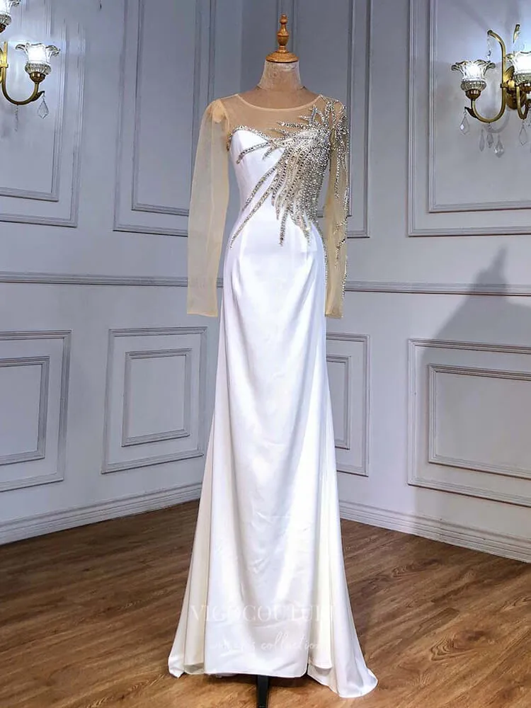 Beaded Prom Dresses Long Sleeve Evening Dresses 21216