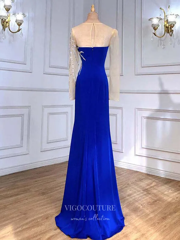 Beaded Prom Dresses Long Sleeve Evening Dresses 21216
