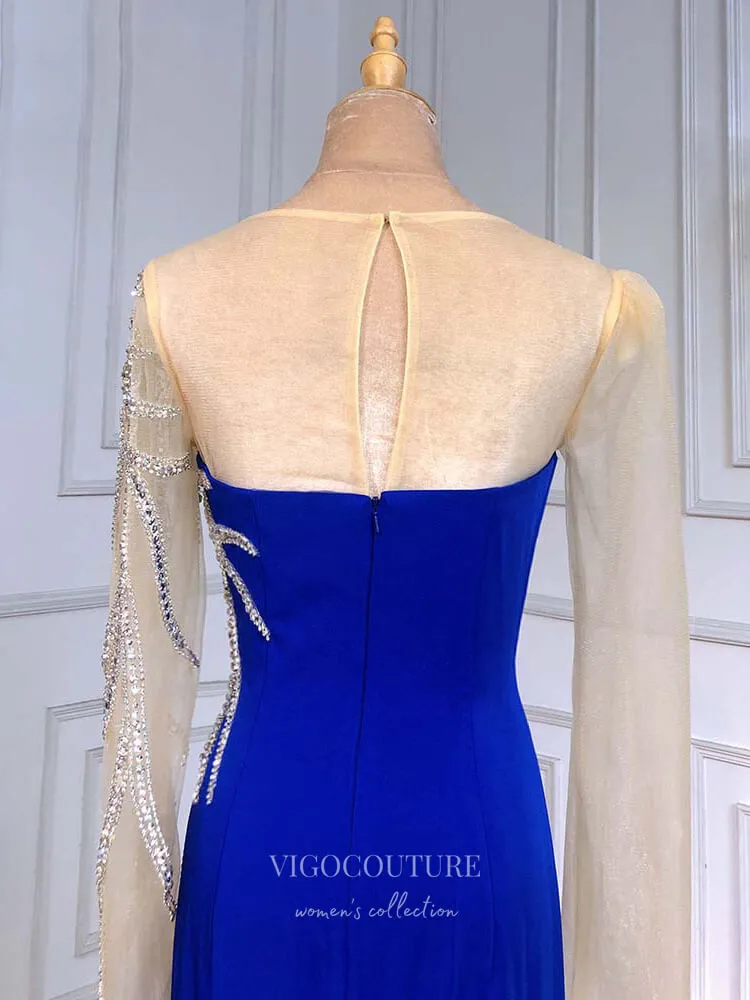 Beaded Prom Dresses Long Sleeve Evening Dresses 21216
