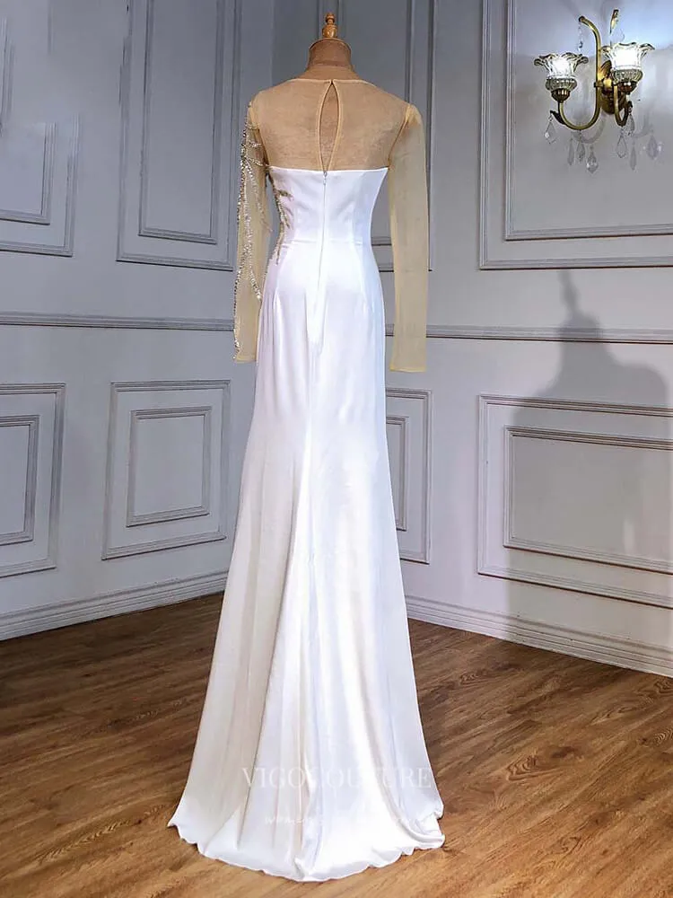 Beaded Prom Dresses Long Sleeve Evening Dresses 21216