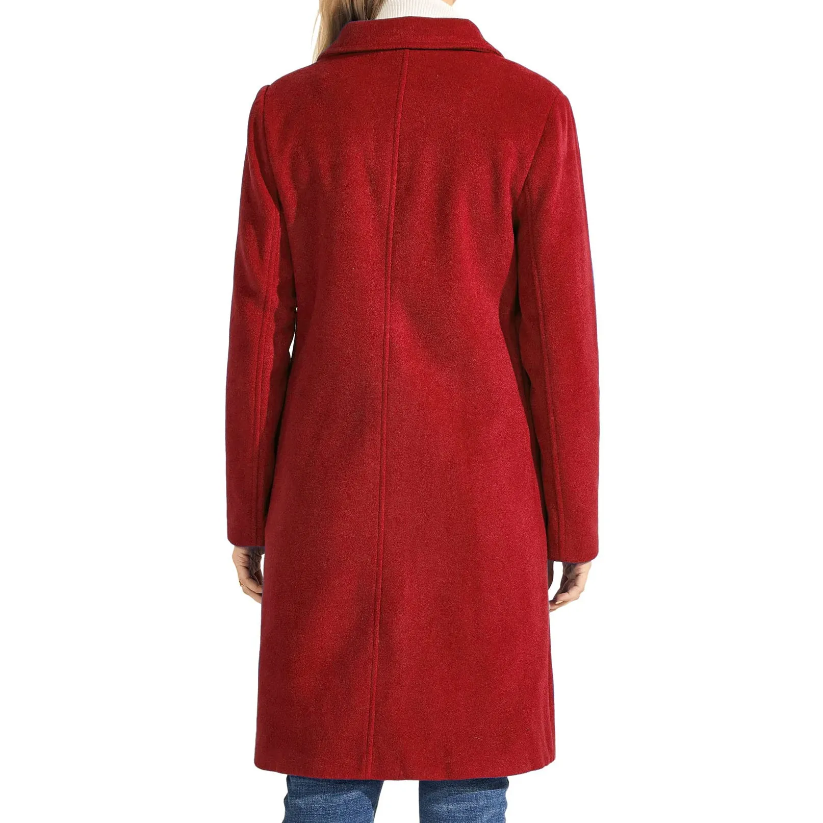 Chouyatou Women's Fall Winter Elegant Single Breasted Long Wool Coat Overcoat