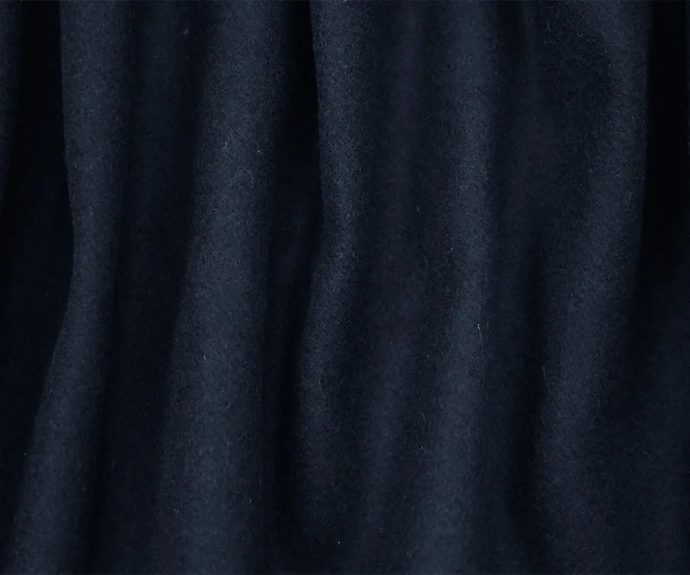 Deep Blue-Black Wool Polyester Blend Dobby Woven Jacketing Fabric