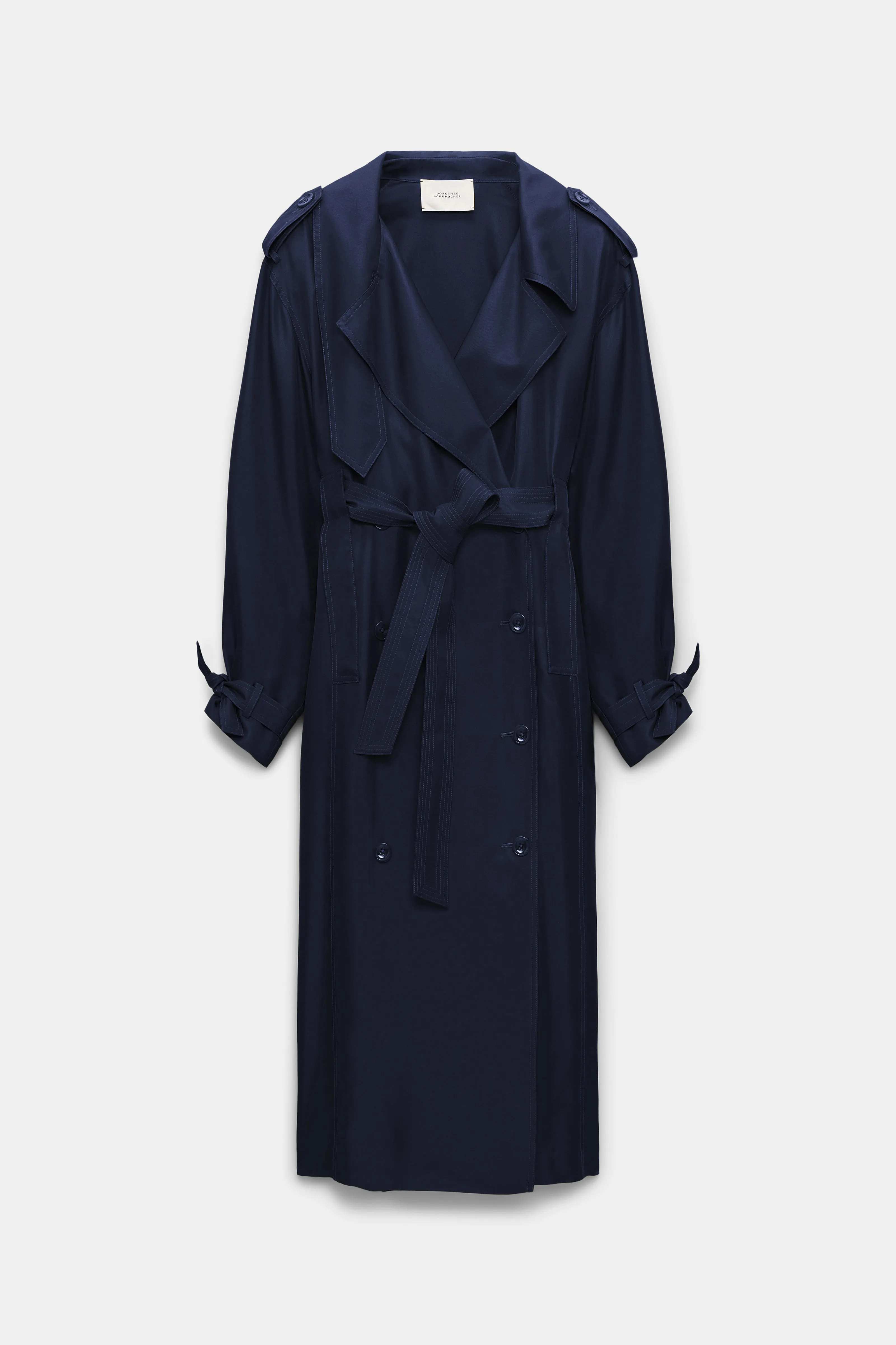 Dorothee Schumacher Double-Breasted Trench Coat Dress in Navy