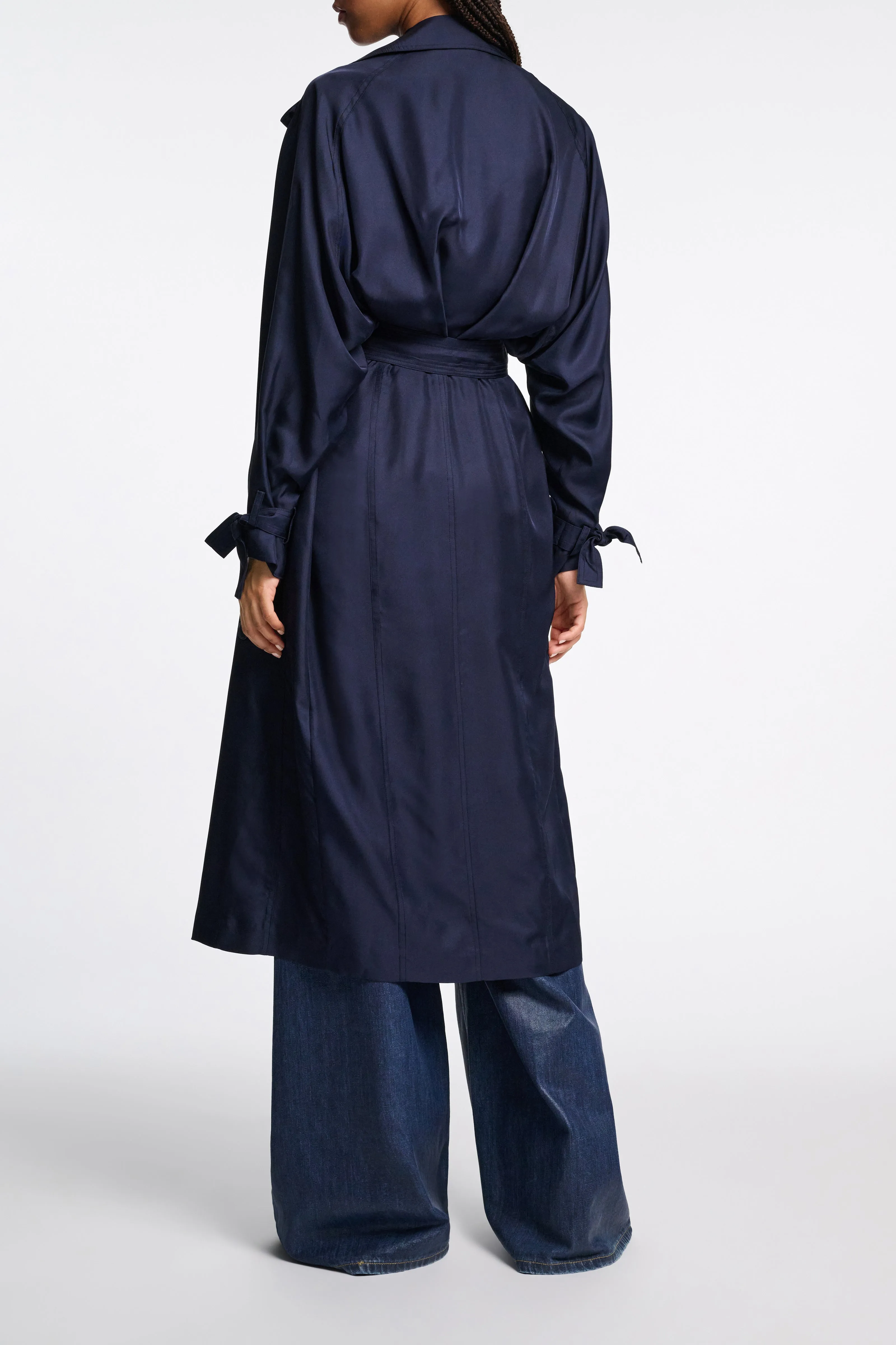 Dorothee Schumacher Double-Breasted Trench Coat Dress in Navy
