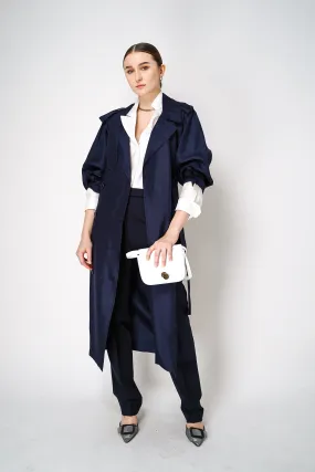 Dorothee Schumacher Double-Breasted Trench Coat Dress in Navy