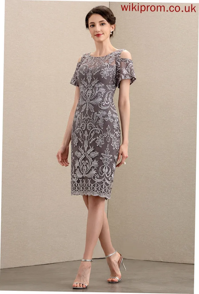 Dress Mother of the Bride Dresses of Scoop Mother Sheath/Column Lace Laylah Knee-Length Bride Neck the