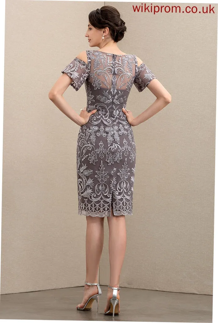 Dress Mother of the Bride Dresses of Scoop Mother Sheath/Column Lace Laylah Knee-Length Bride Neck the