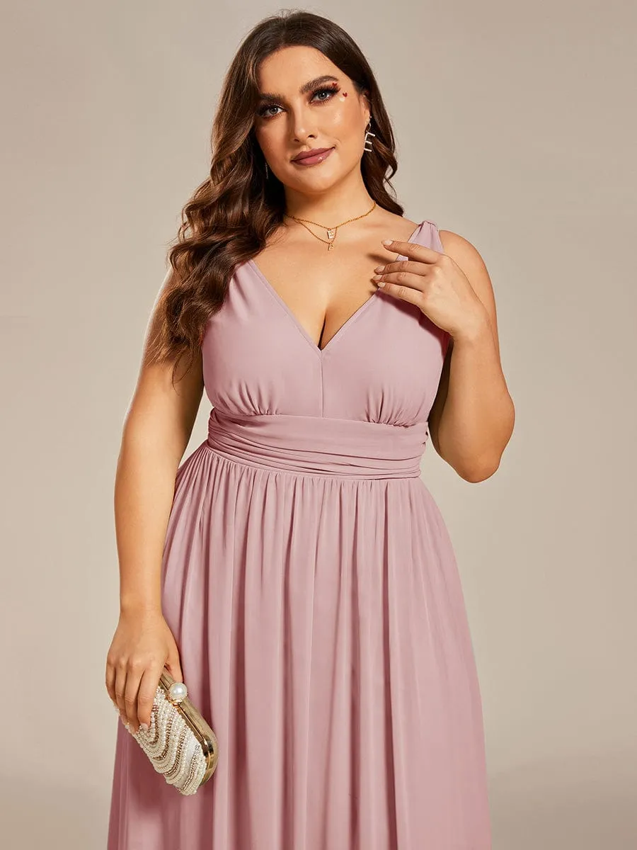 Elegant Sleeveless V-Neck Maxi Chiffon Bridesmaid Dress