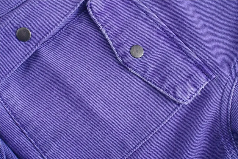 FRAYED TRIM DENIM JACKET WITH BELT