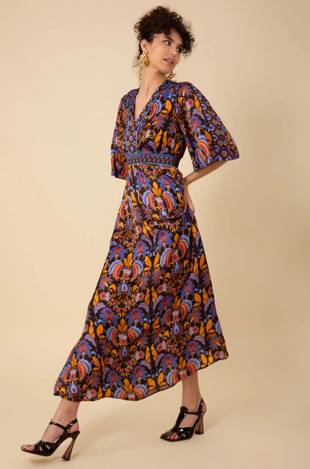 Hale Bob - Felicity V Neck Maxi Dress in Black