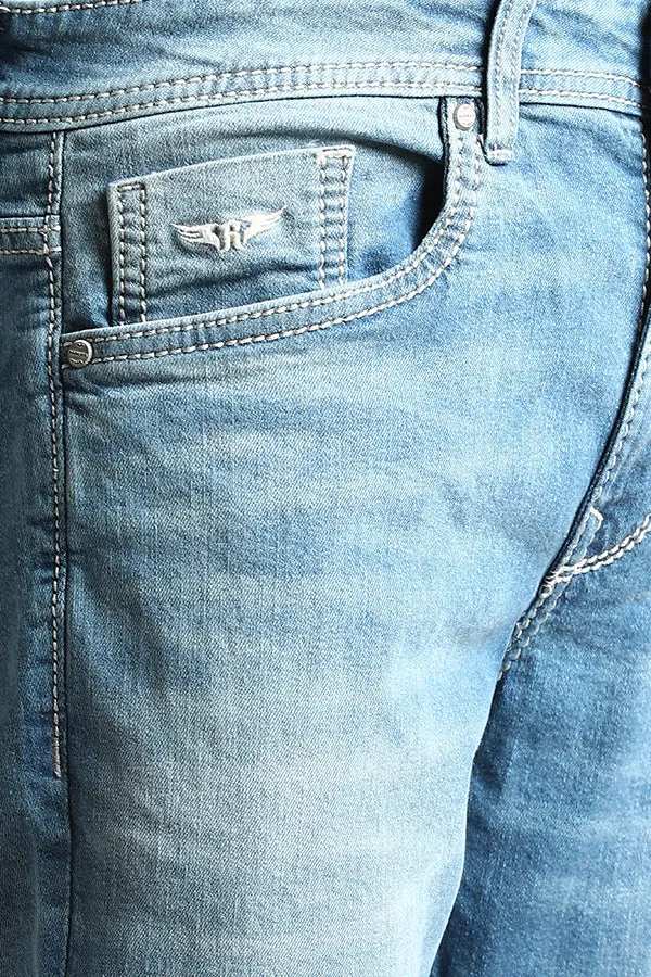 Lt Blue 5 Pocket Mid Rise Loose Boot Leg Jeans