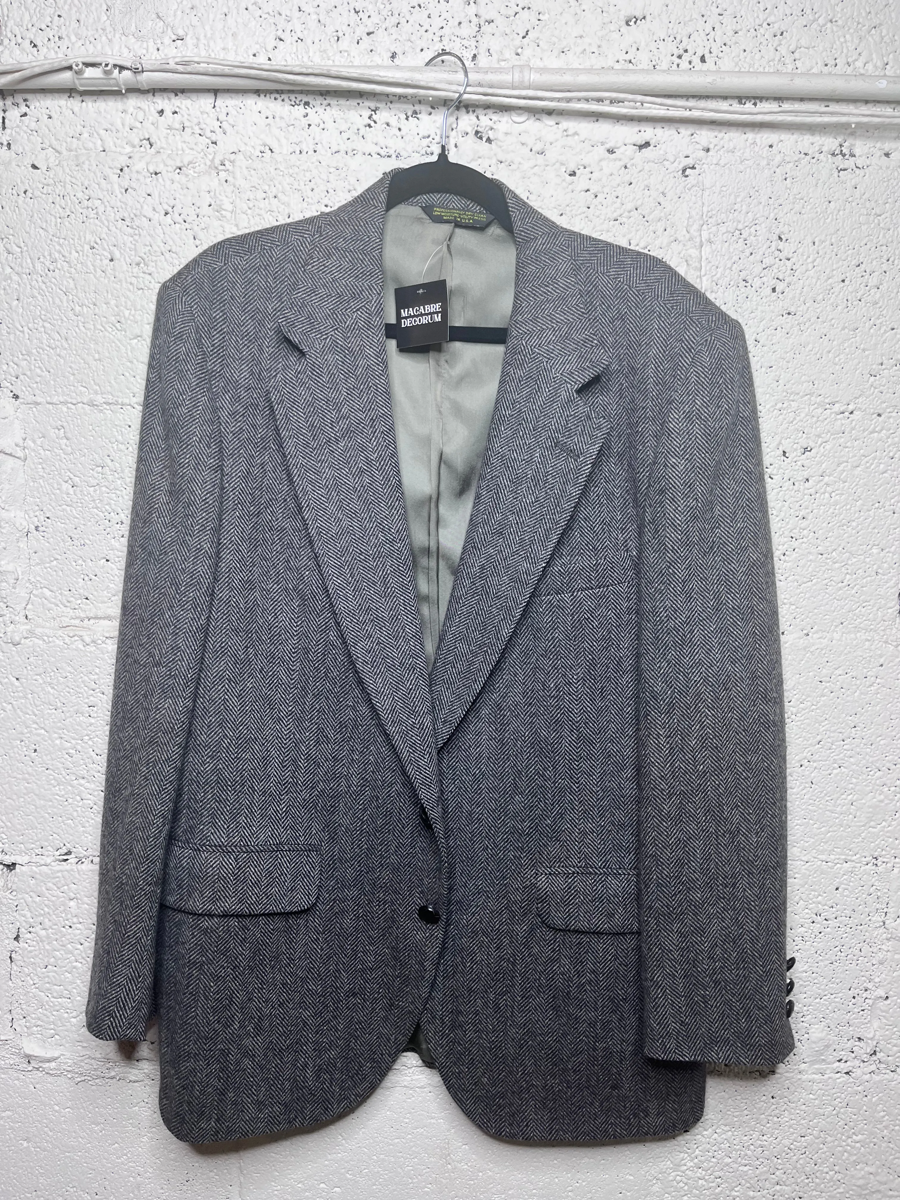 Made in USA Black and White Patterned Wool Blazer