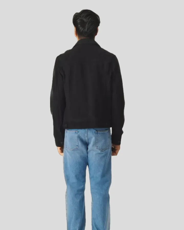 Midnight Sable Suede Racer Jacket