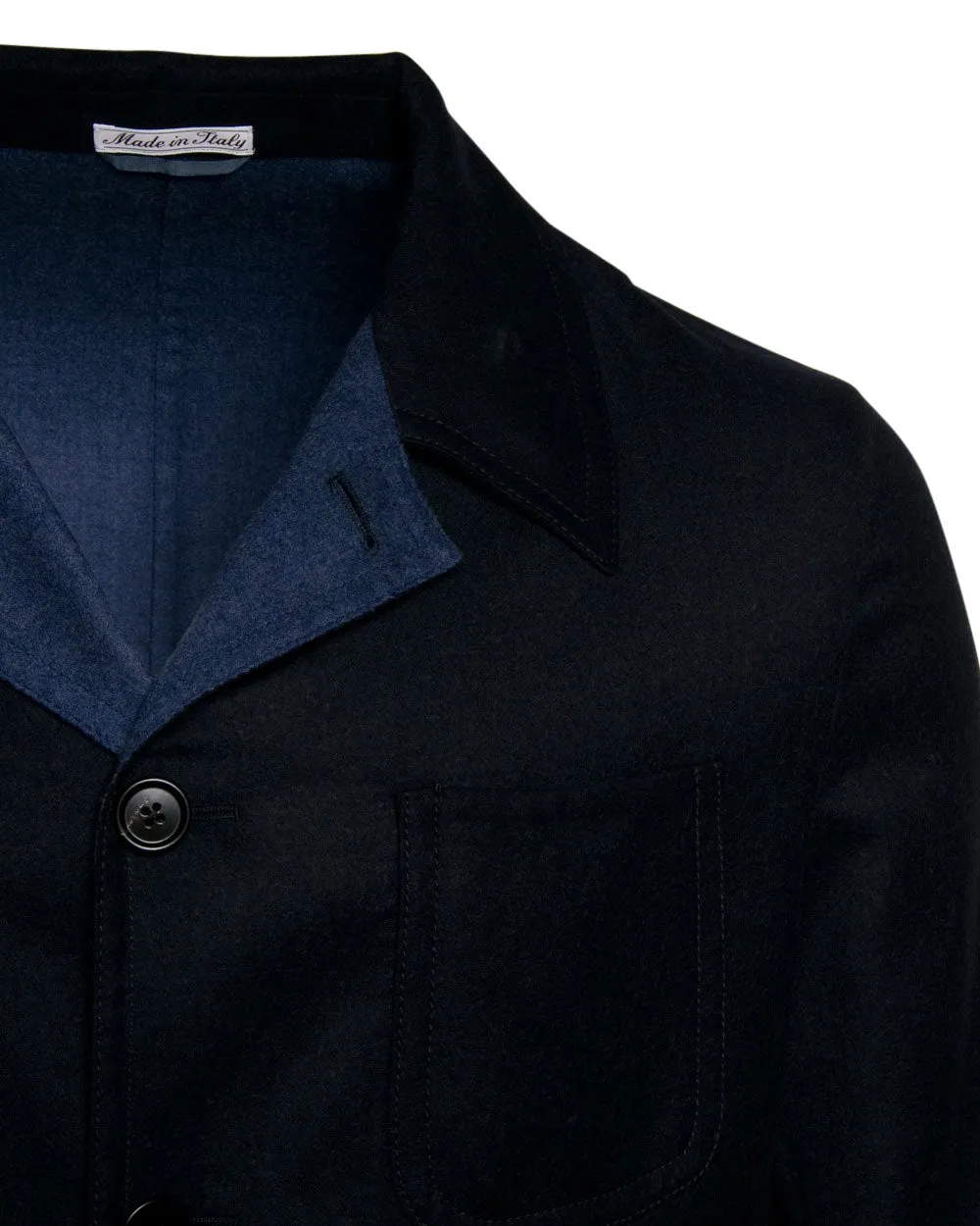 Navy Single Breast Wool Chore Jacket
