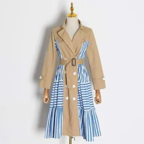 PATCHWORK STRIPED TRENCH COAT