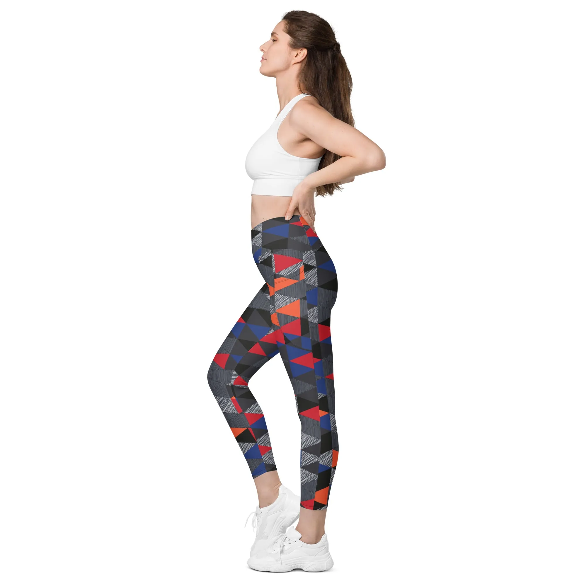 Patterned Crossover leggings with pockets