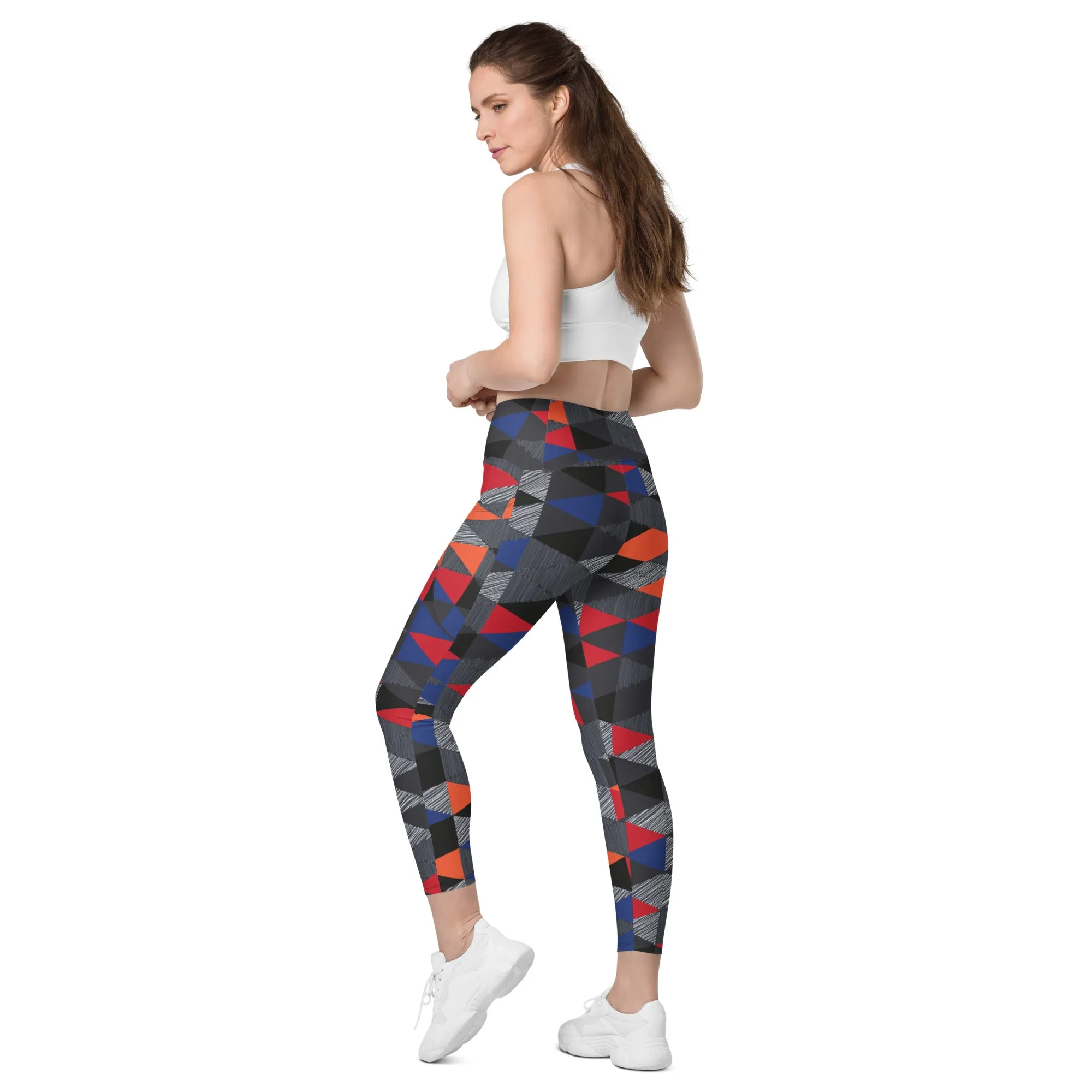 Patterned Crossover leggings with pockets