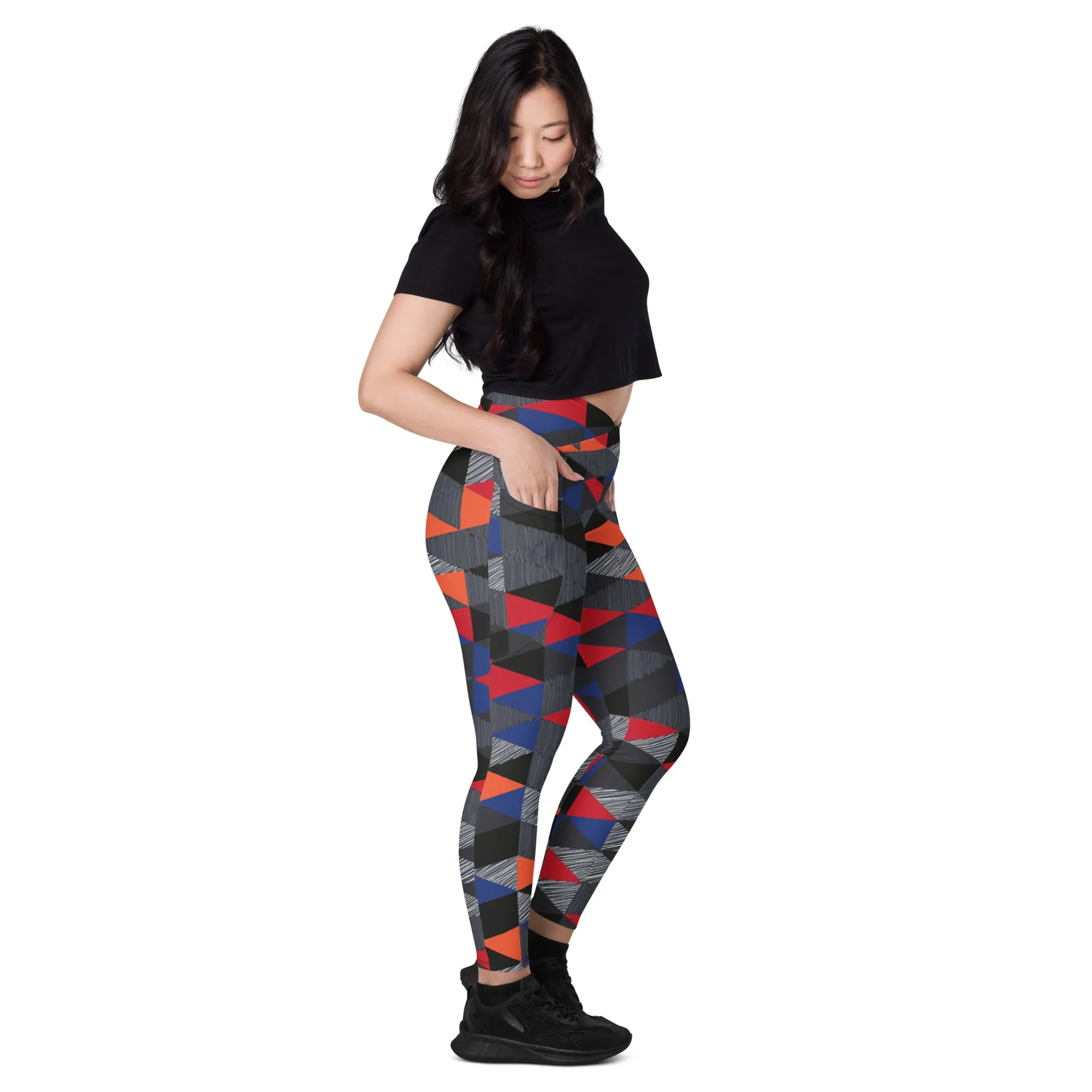 Patterned Crossover leggings with pockets