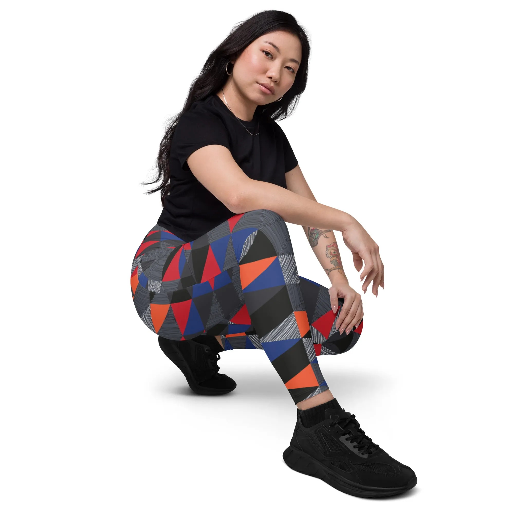 Patterned Crossover leggings with pockets