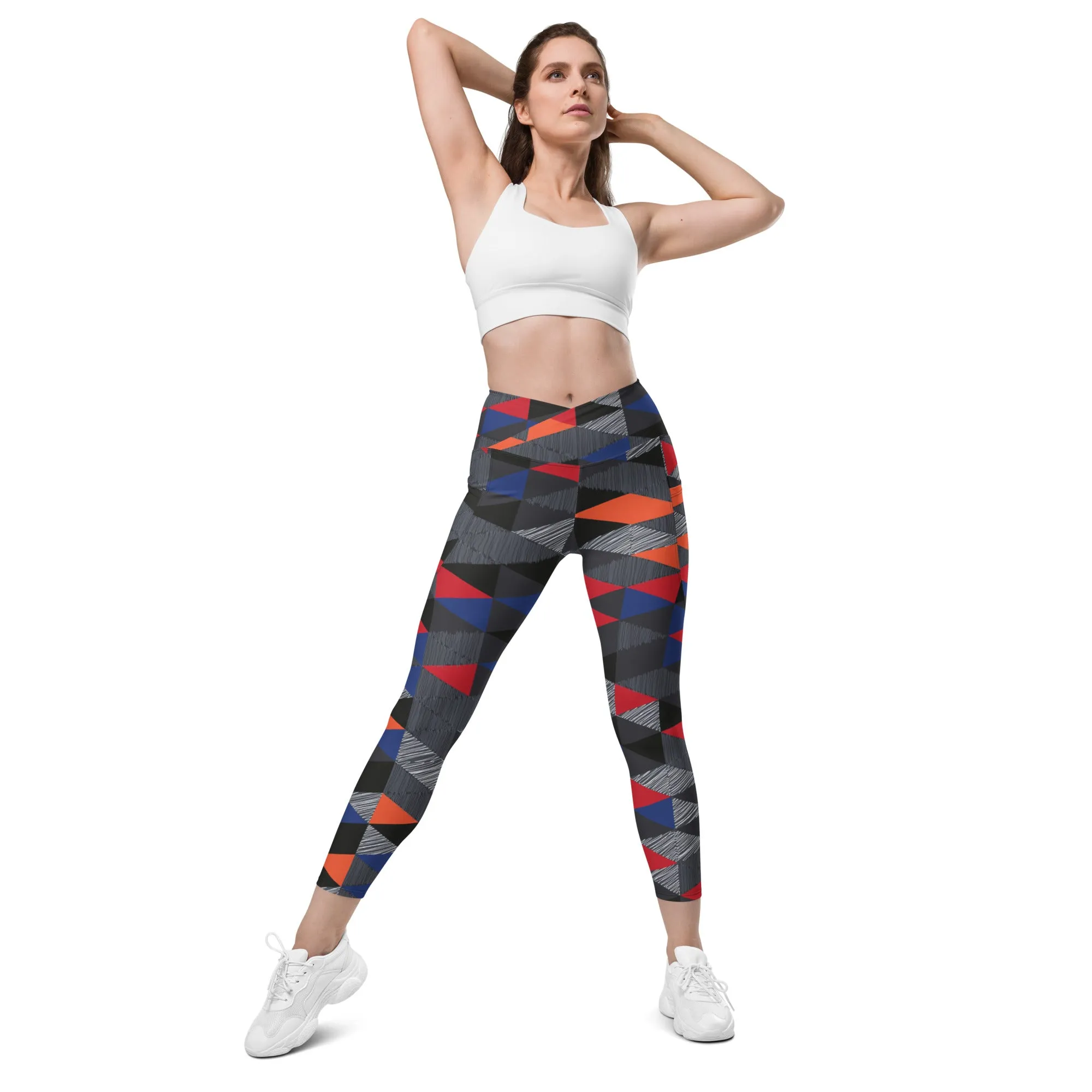 Patterned Crossover leggings with pockets