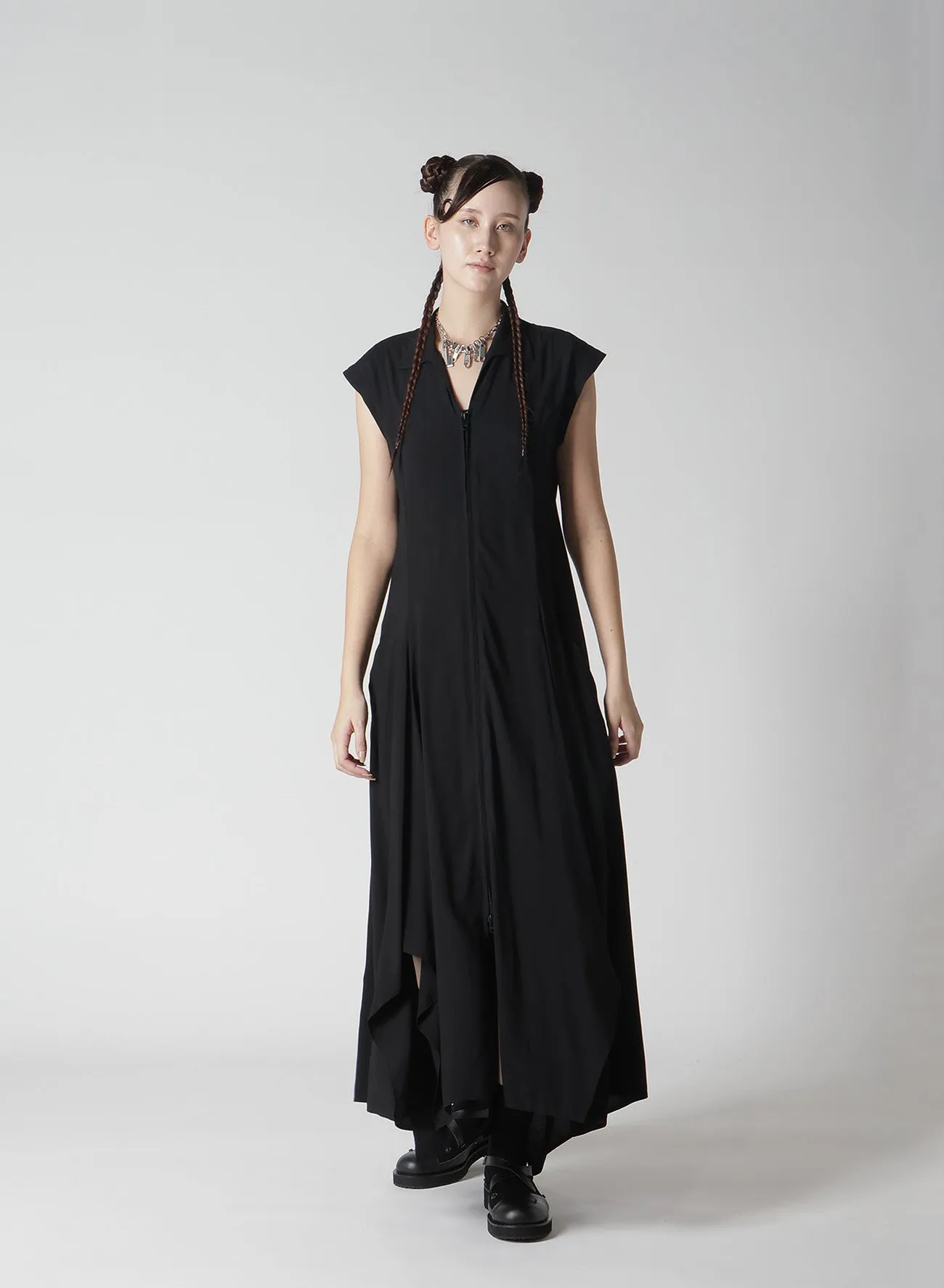 RAYON LAWN FRONT OPEN FLARED DRESS