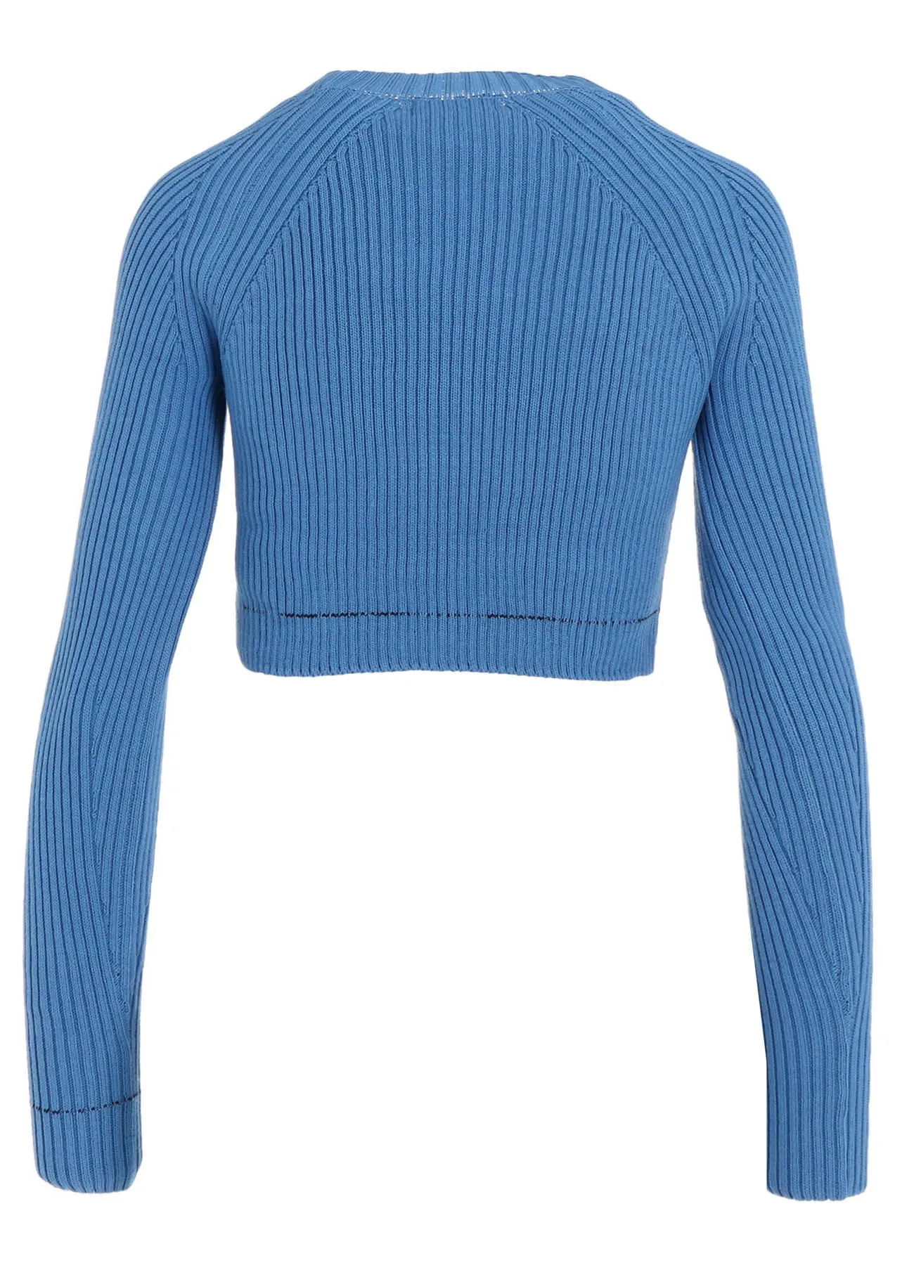 RIB STITCH TWISTED LONG SLEEVE RIB CROPPED PULLOVER