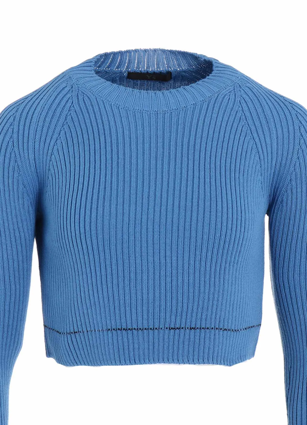 RIB STITCH TWISTED LONG SLEEVE RIB CROPPED PULLOVER