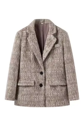 'Rowena' Wool Blend Collared Suit Jacket