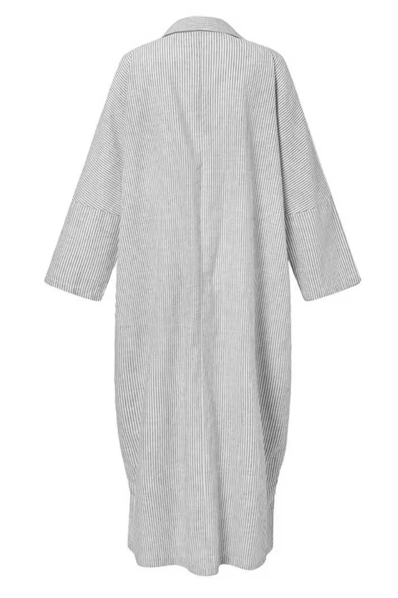 Stripe Lapel Single-breasted Midi Dress