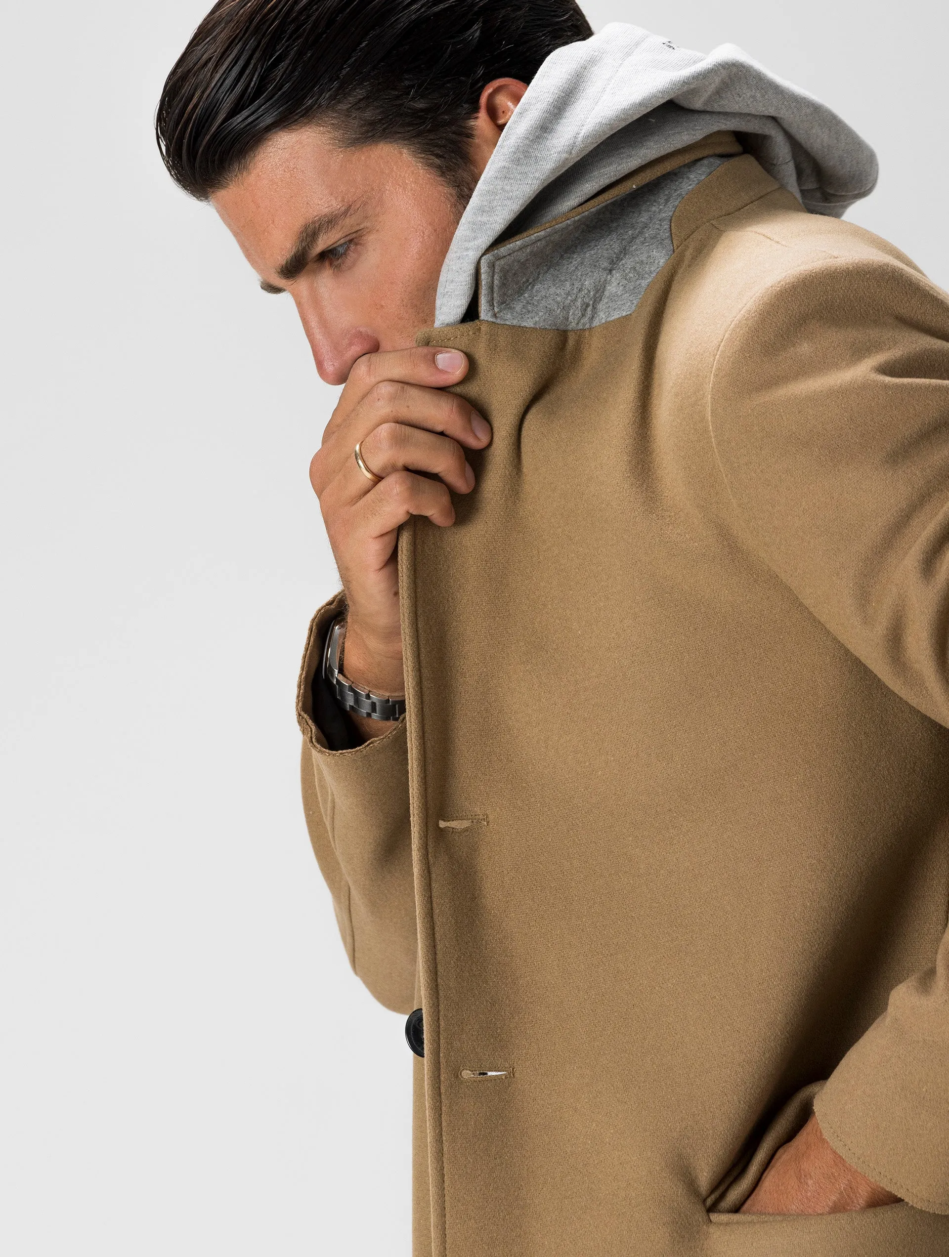 W-DEXTY COAT IN CAMEL AND GREY