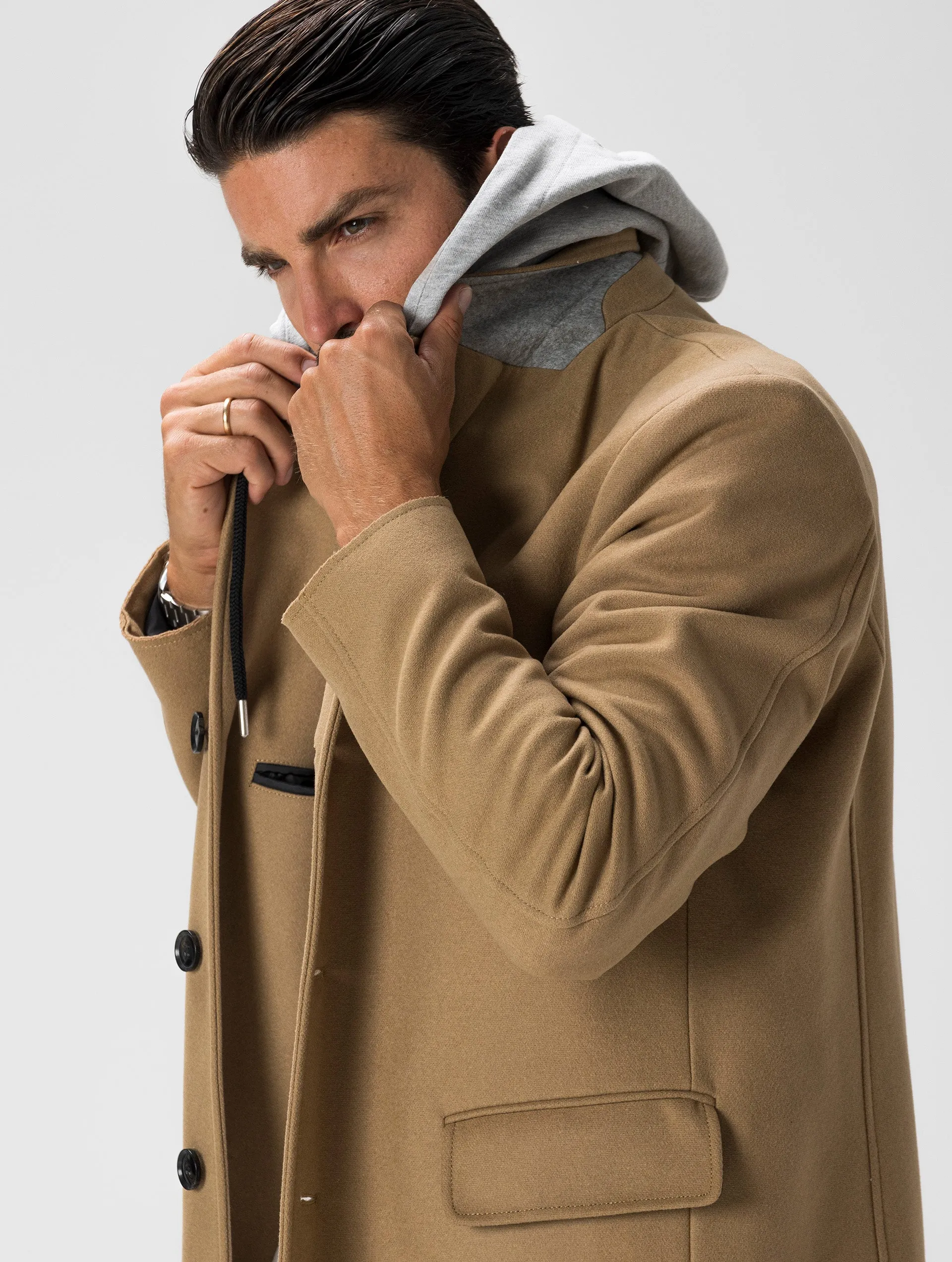 W-DEXTY COAT IN CAMEL AND GREY