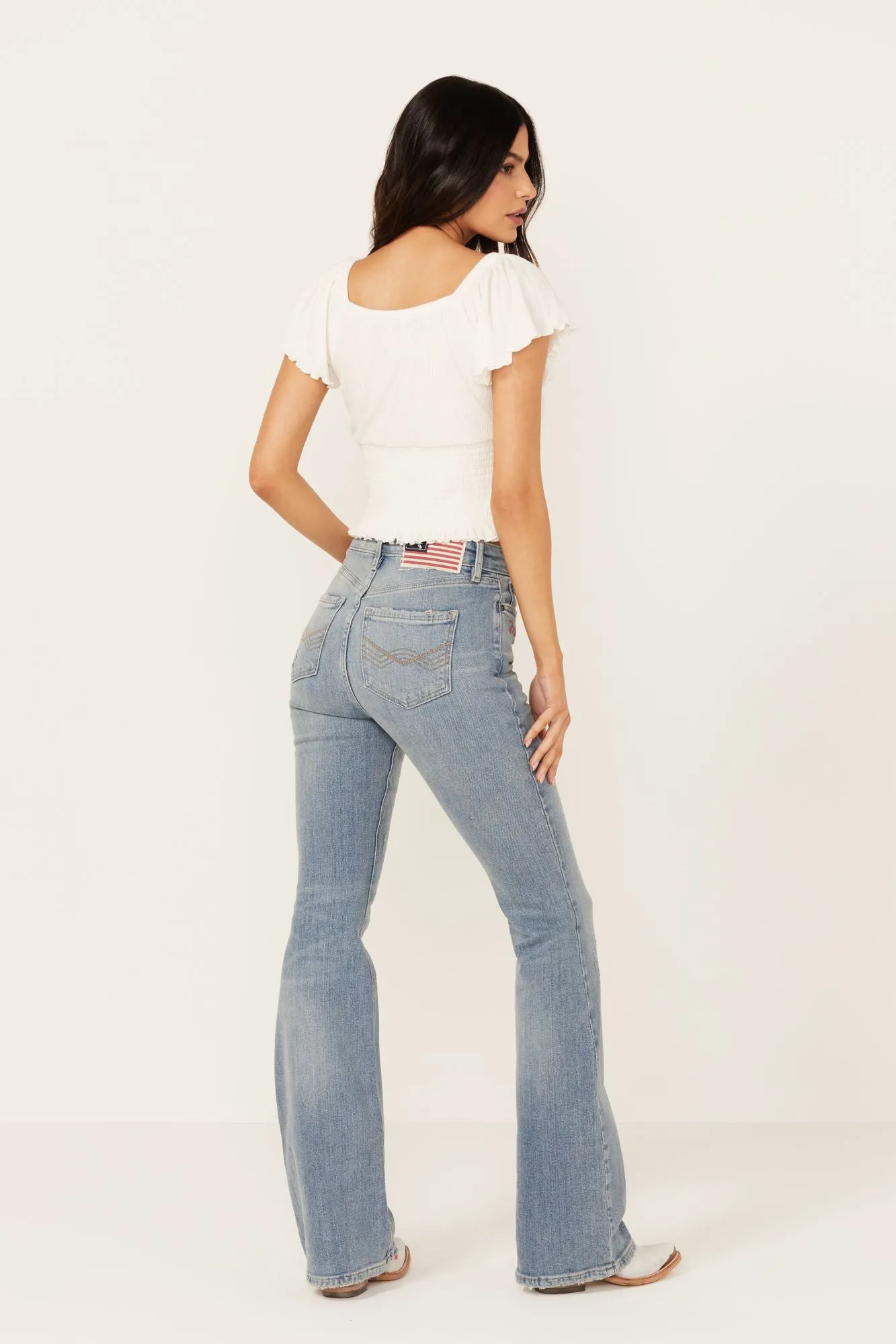 Western Cowboy Embroidered High Rise Bootcut Denim Jeans