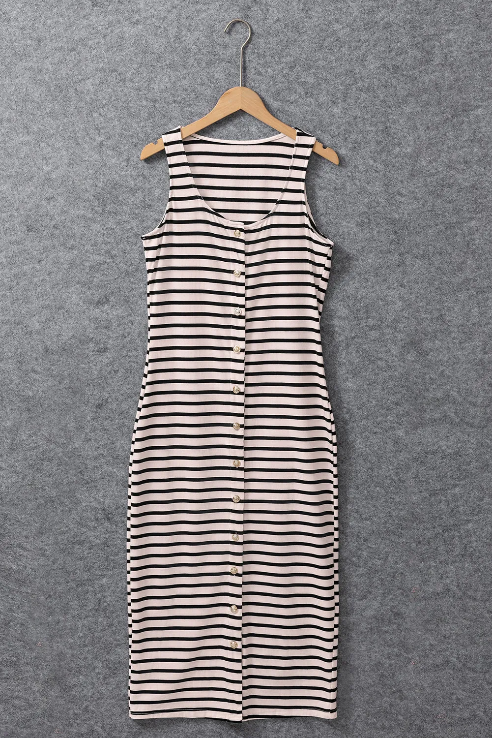 White Striped Sleeveless Maxi Dress
