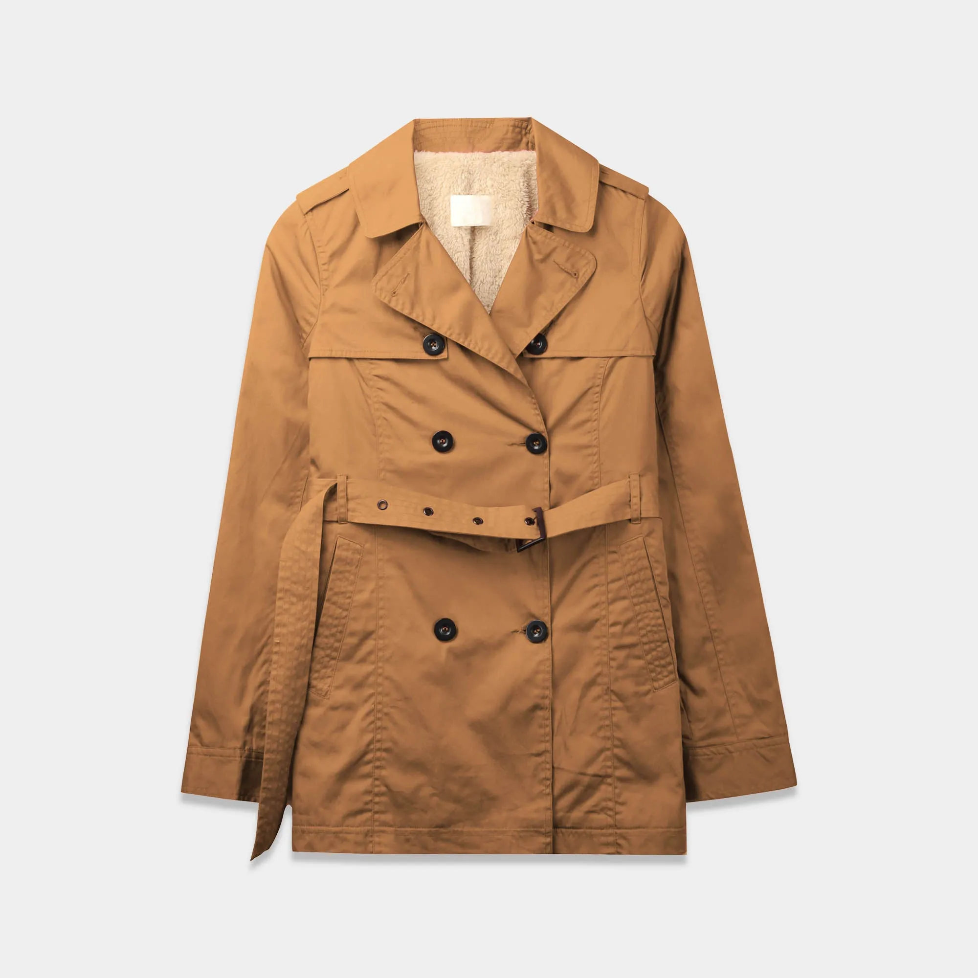 Women's Trench Coat with Fur Lining