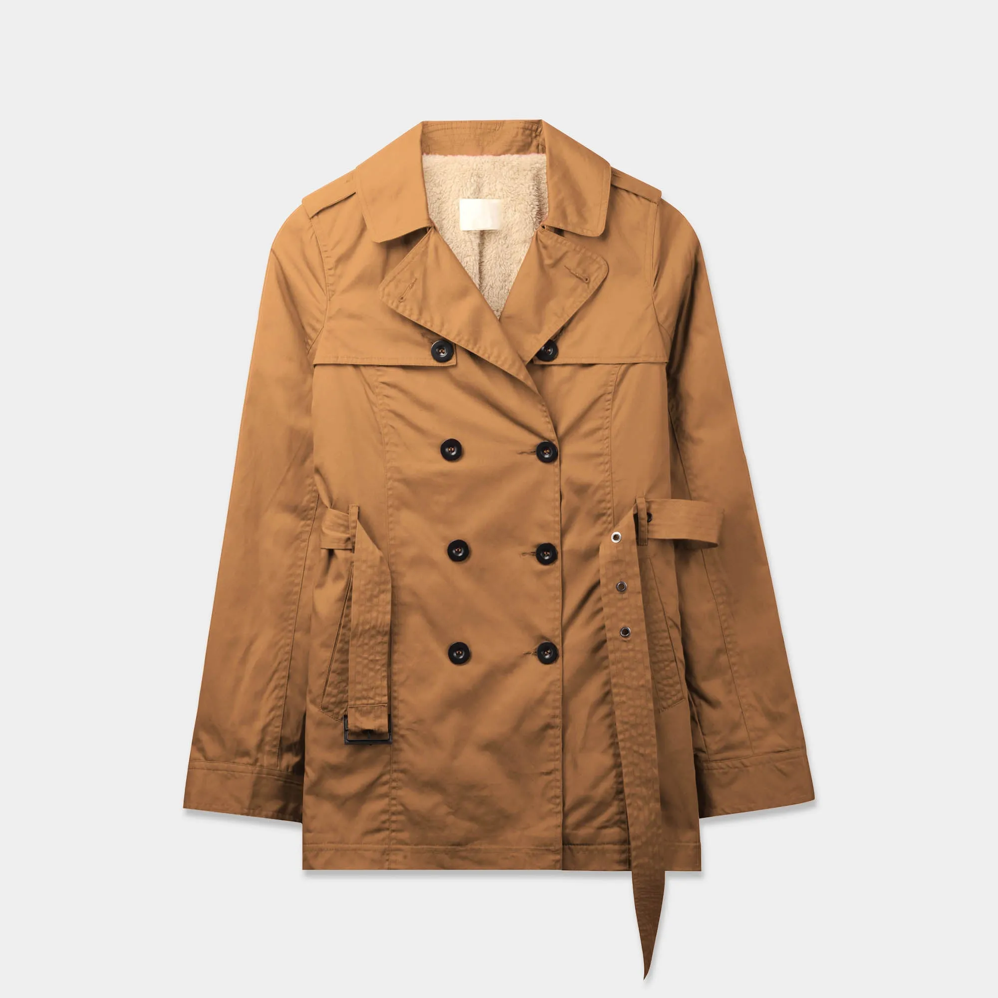 Women's Trench Coat with Fur Lining