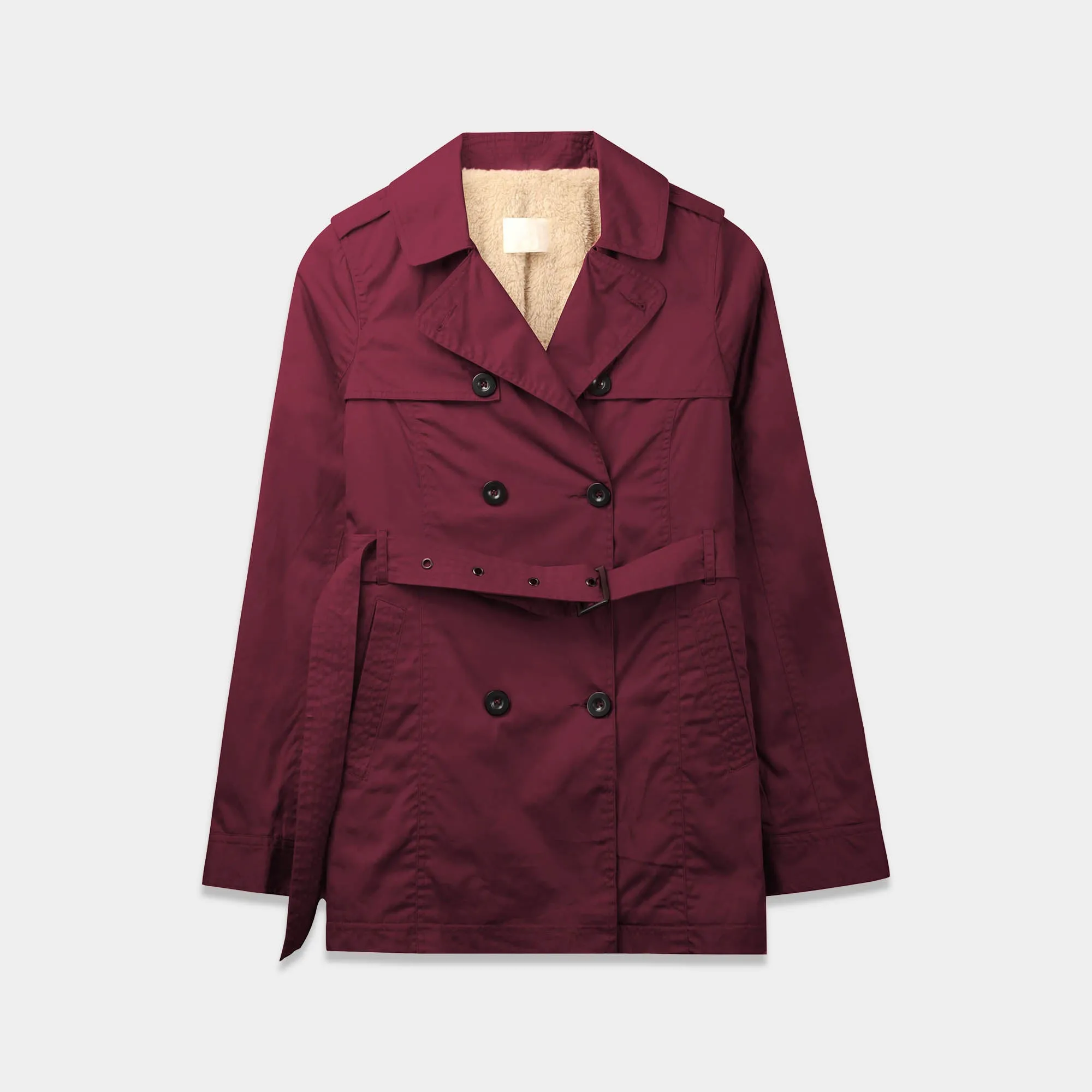 Women's Trench Coat with Fur Lining