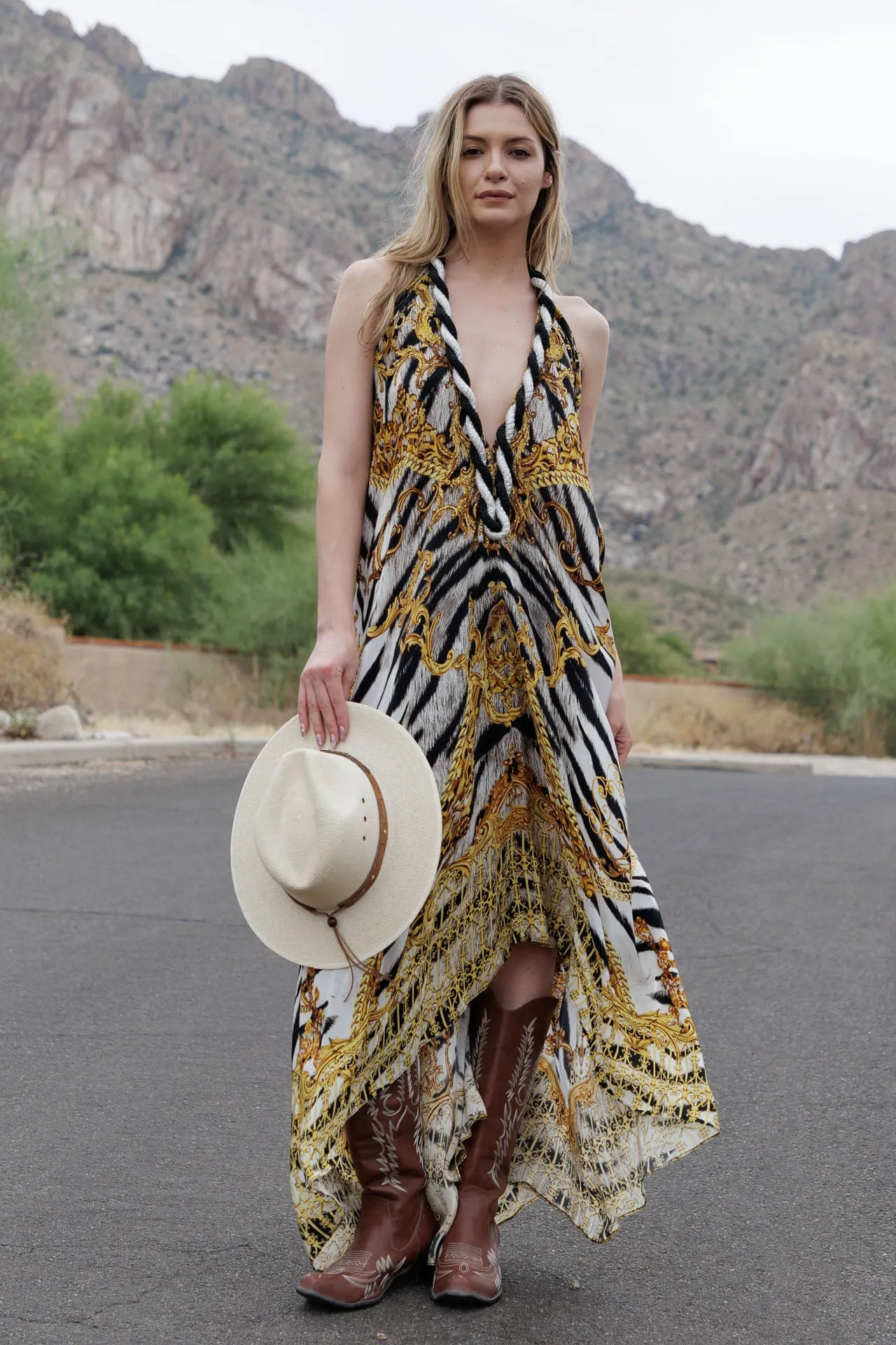 Zebra Print Maxi Dress For Women