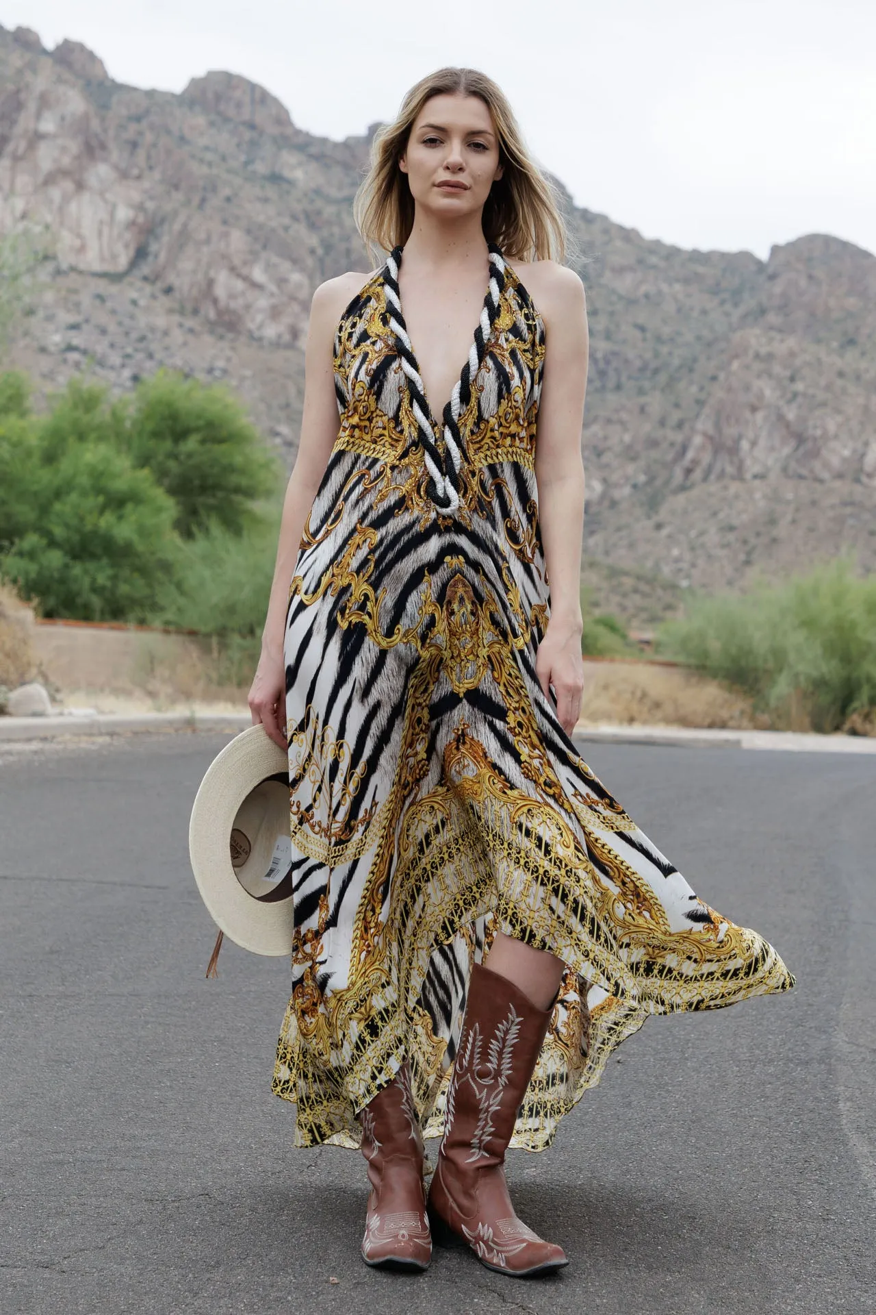 Zebra Print Maxi Dress For Women