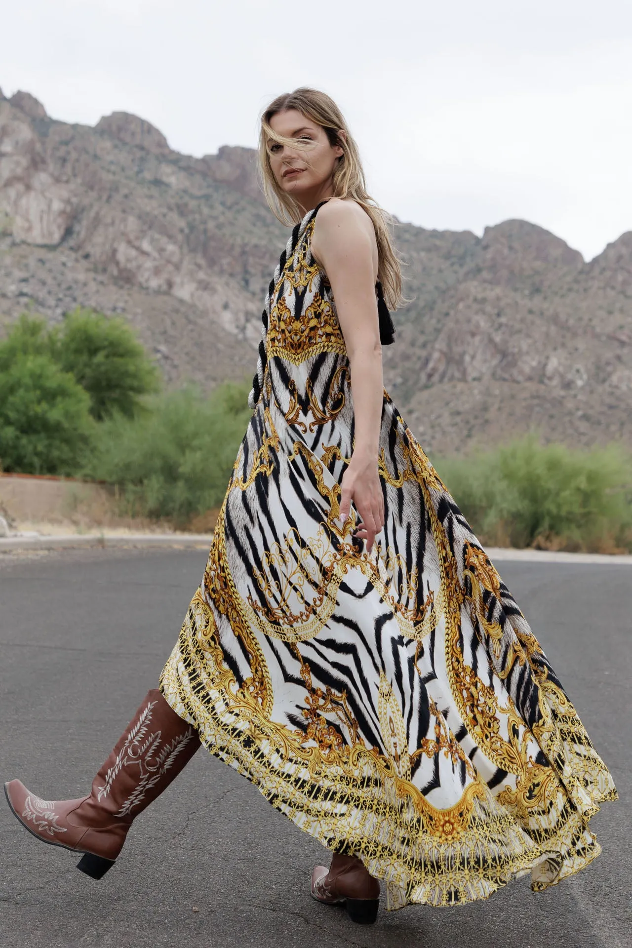 Zebra Print Maxi Dress For Women
