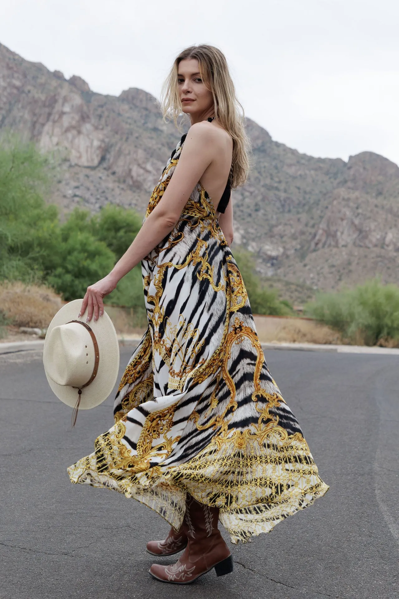 Zebra Print Maxi Dress For Women