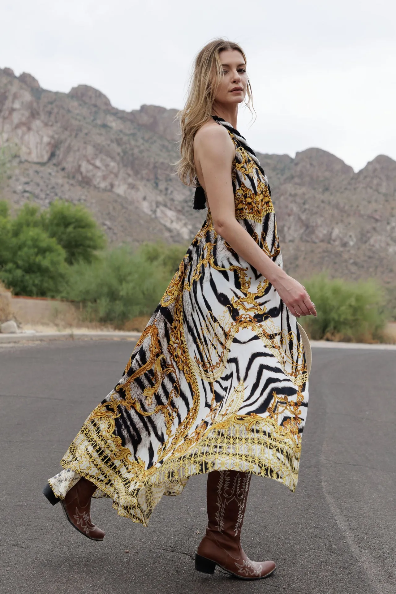 Zebra Print Maxi Dress For Women